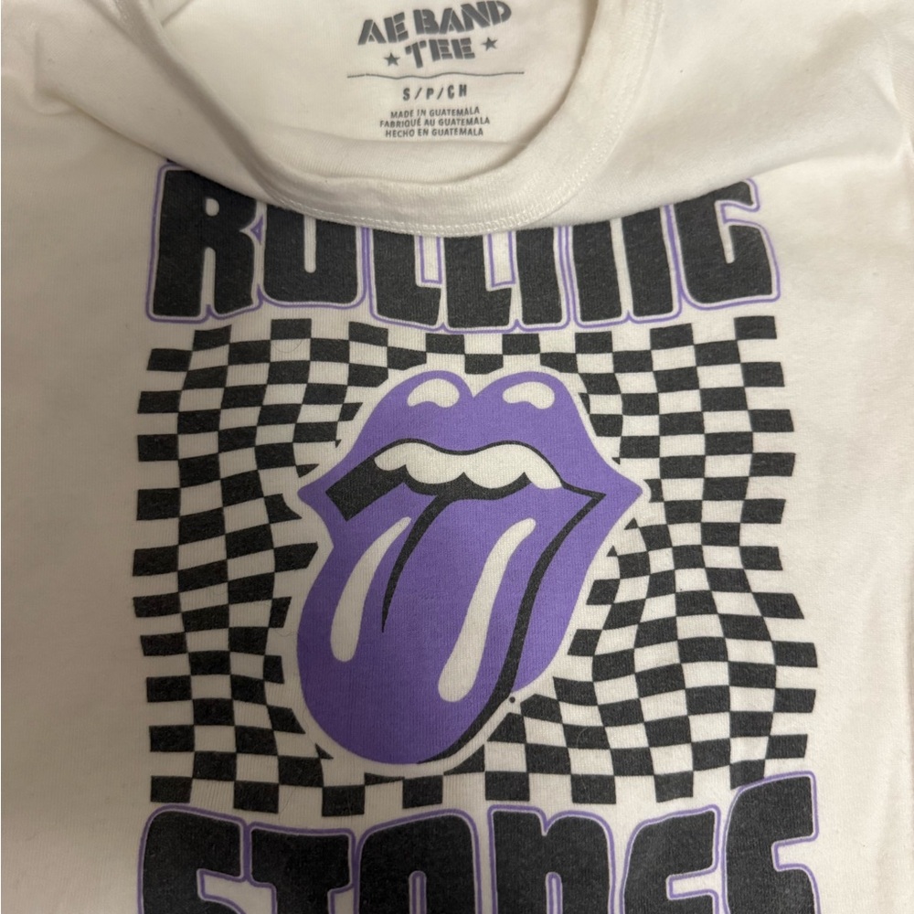 American Eagle Outfitters White and Purple Short Sleeve Tee